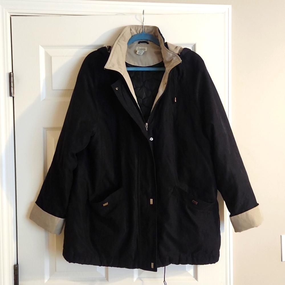 Classic Elements Black and Tan Winter Coat, XL